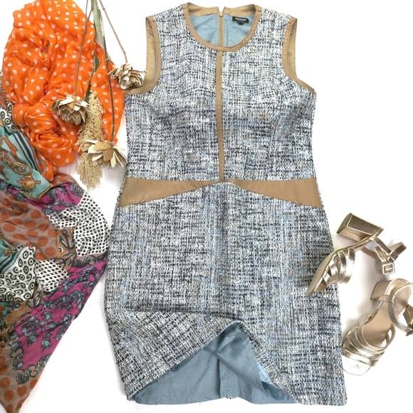 Worth Tweed Weave Blue and Tan Dress Sz 12 - Picture 13 of 14